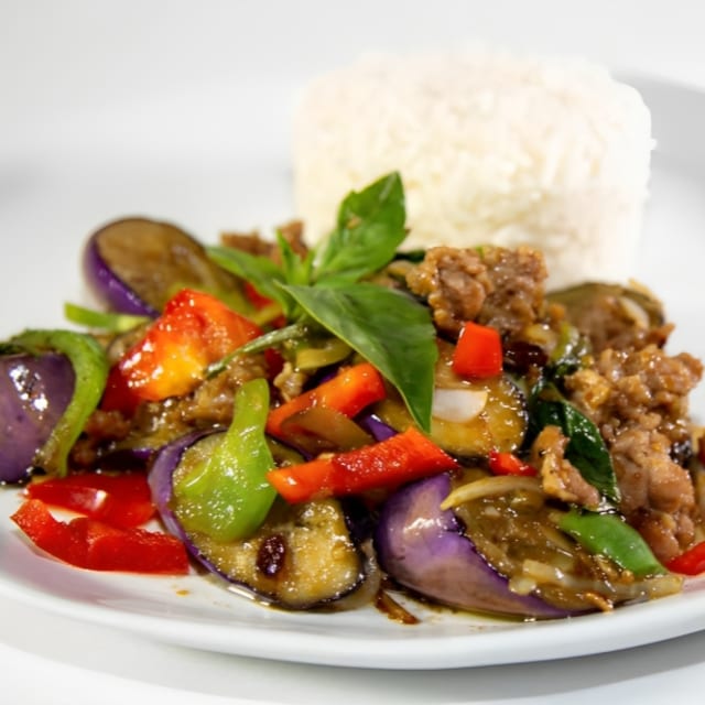 R5. Eggplant & Pork w/ Basil.
